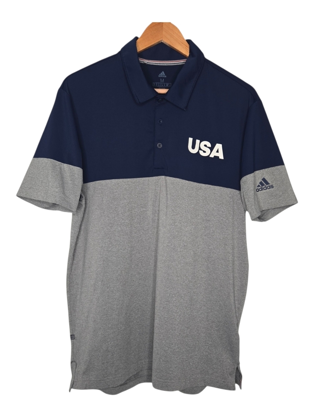 Adidas Mens Colorblock USA Golf All Day 2.0 Polo Shirt Medium